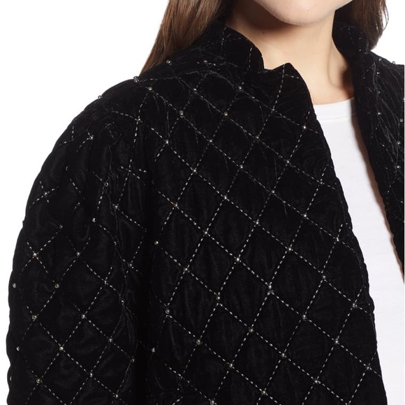 NWOT Something Navy Black Quilted Velvet Jacket - Picture 12 of 15